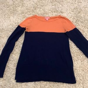 Lilly Pulitzer Debra Colorblocked Sweater Navy and Orange Size XS